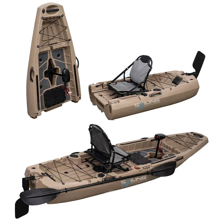 Fishing Kayak Pedal Drive - 9.5피트 1인용 접이식 플라스틱 보트 낚시용