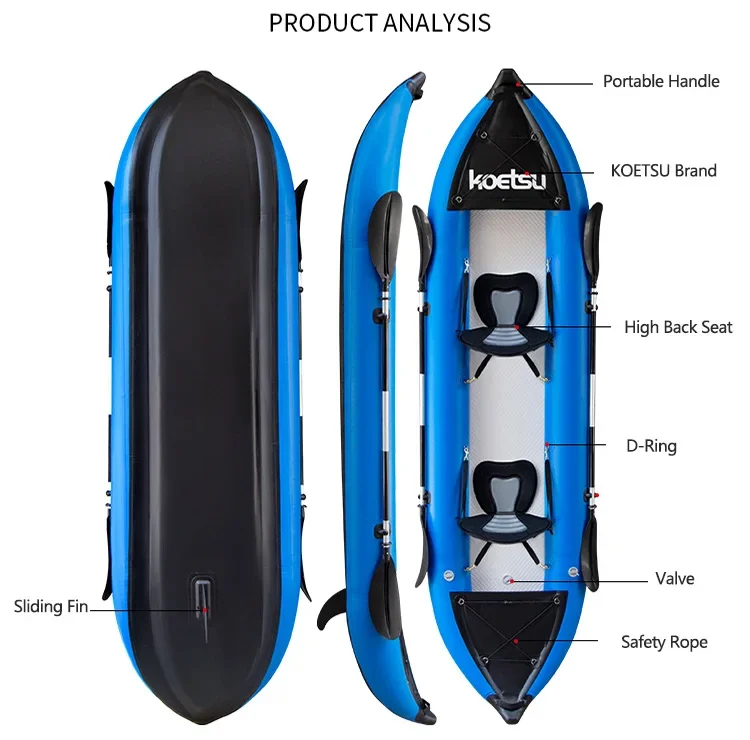 KOETSU 팽창식 PVC 카약 낚시 카누 딩기, 싱글 - Fishing Kayak Sit On Top 리뷰 및 가격